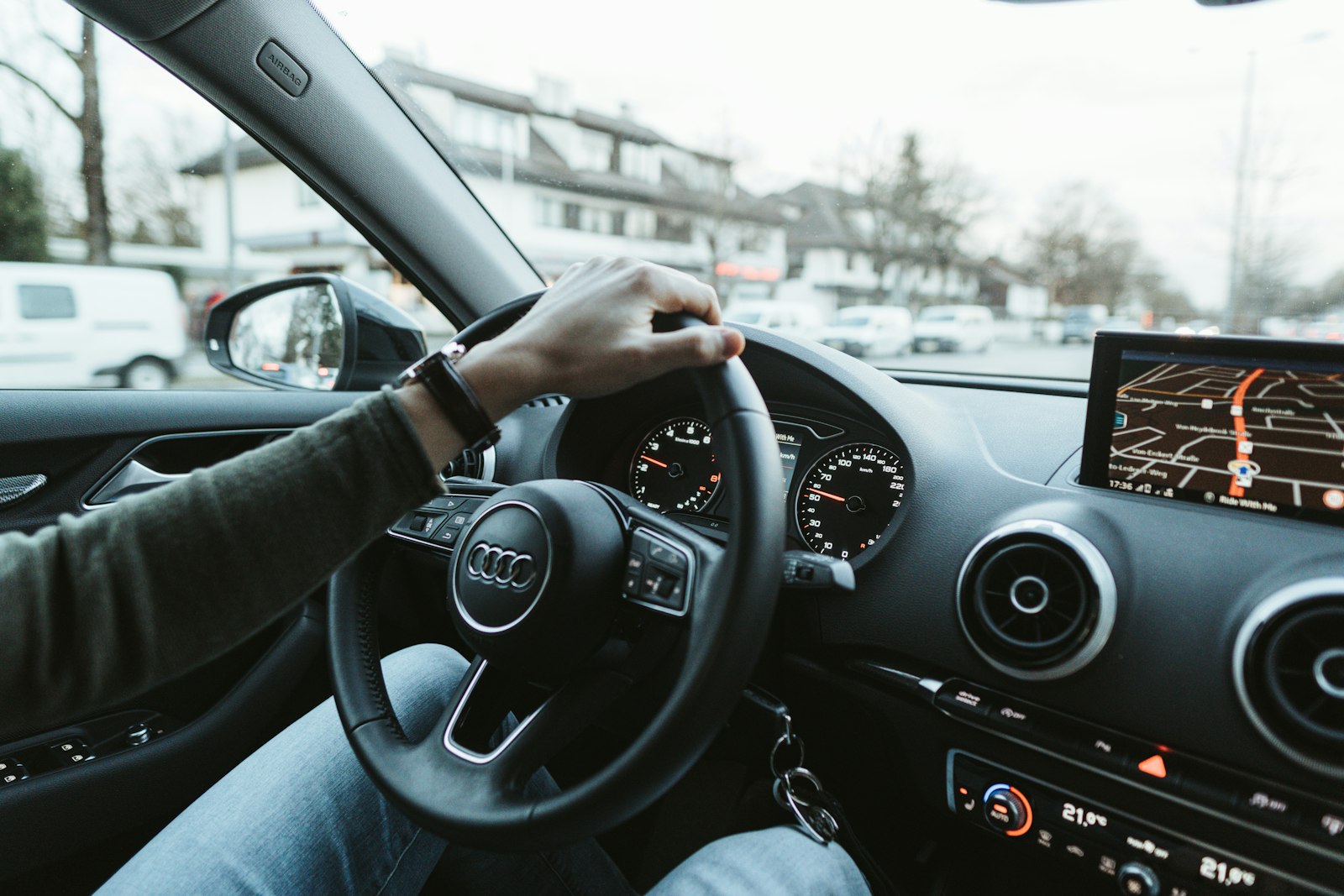 driver operating a car on a courier route