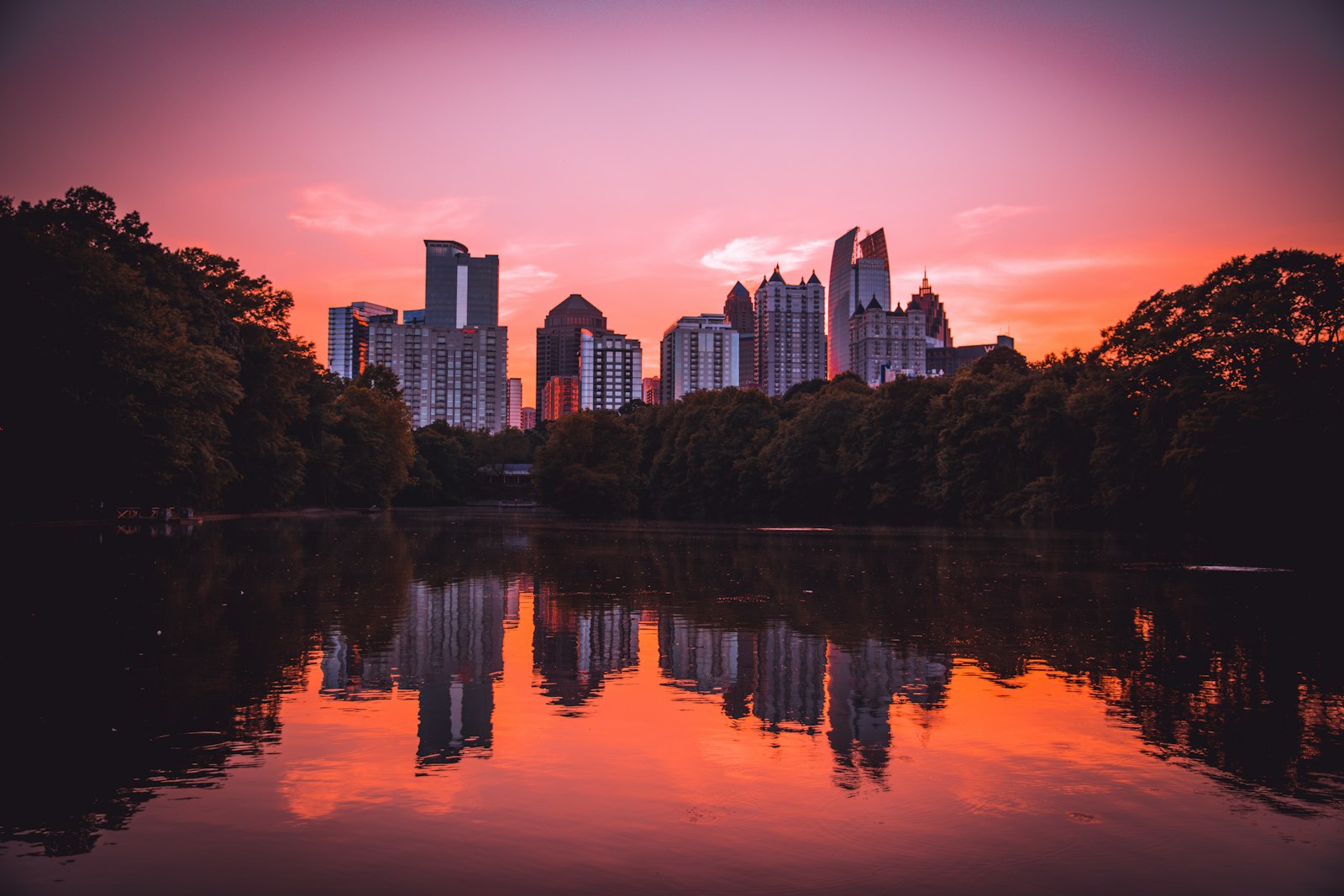 Atlanta buildings at golden hour representing Peachtree City gig rental service